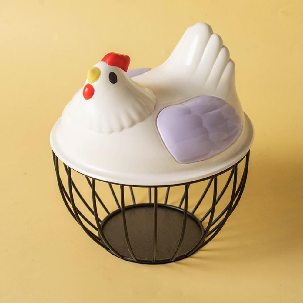 Rustic Egg Container Storage Hollow Iron Basket Hen Shape Egg Basket Kitchen Accessories