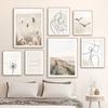 Beige Sea Grass Reed Dandelion Line Figures Wall Art Canvas Painting Posters And Prints Hotel Bar Pictures For Living Room Decor