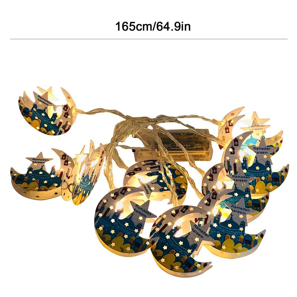 Ид Мубарак Светодиодная Гирлянда Для Помещений Луна Звездный Свет Рамадан Карим Украшение 2025 Исламские Мусульмане Ид аль-Фитр Праздничные Принадлежности