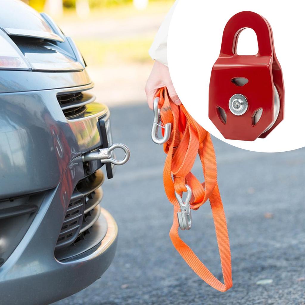 Metal Snatch Block Winch Pulley Heavy Duty 8 Ton Towing Pulley Compatible with Steel Cable for Garage Offroad