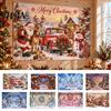 Christmas Wall Banner 70" x 45" Photography Backdrop, Winter Snow Scene Merry Party Backdrop Background, Holiday New Year Decoration for Photo