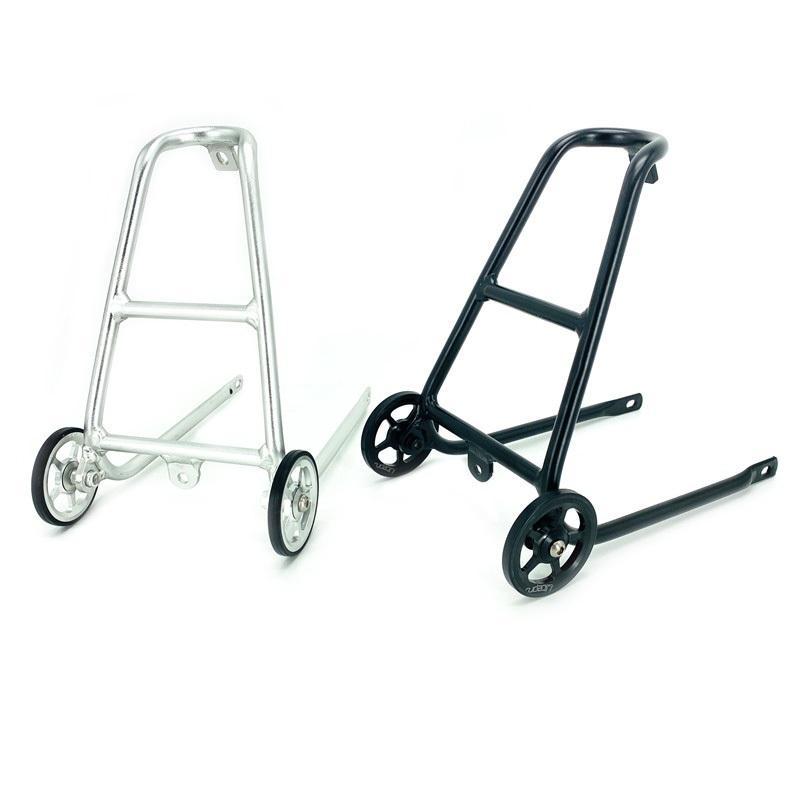 Для Brompton Задний багажник Q-типа из алюминиевого сплава Задние грузовые багажники с колесиками Серебристый Черный Деталь складного велосипеда