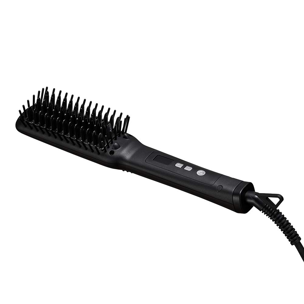 SALONIA Straight Heat International Max Ceramic Malfunction Negative Brush, Slim, Black, Compatible, 210°C, 50W, Coating, Prevention, Ion, SL-012BKS