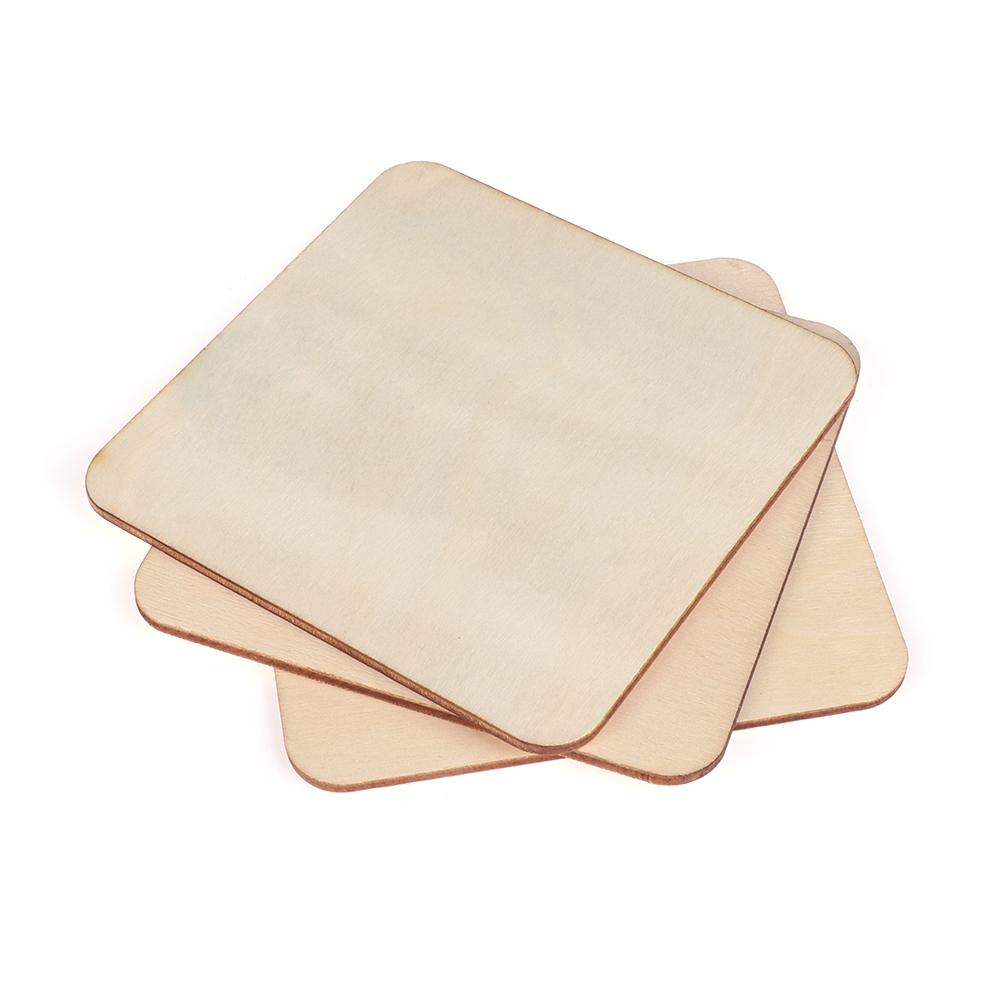 Wedding Decor Scrapbooking DIY Writing Ornament Wooden Tags Blank Plaque Square Wood Pieces