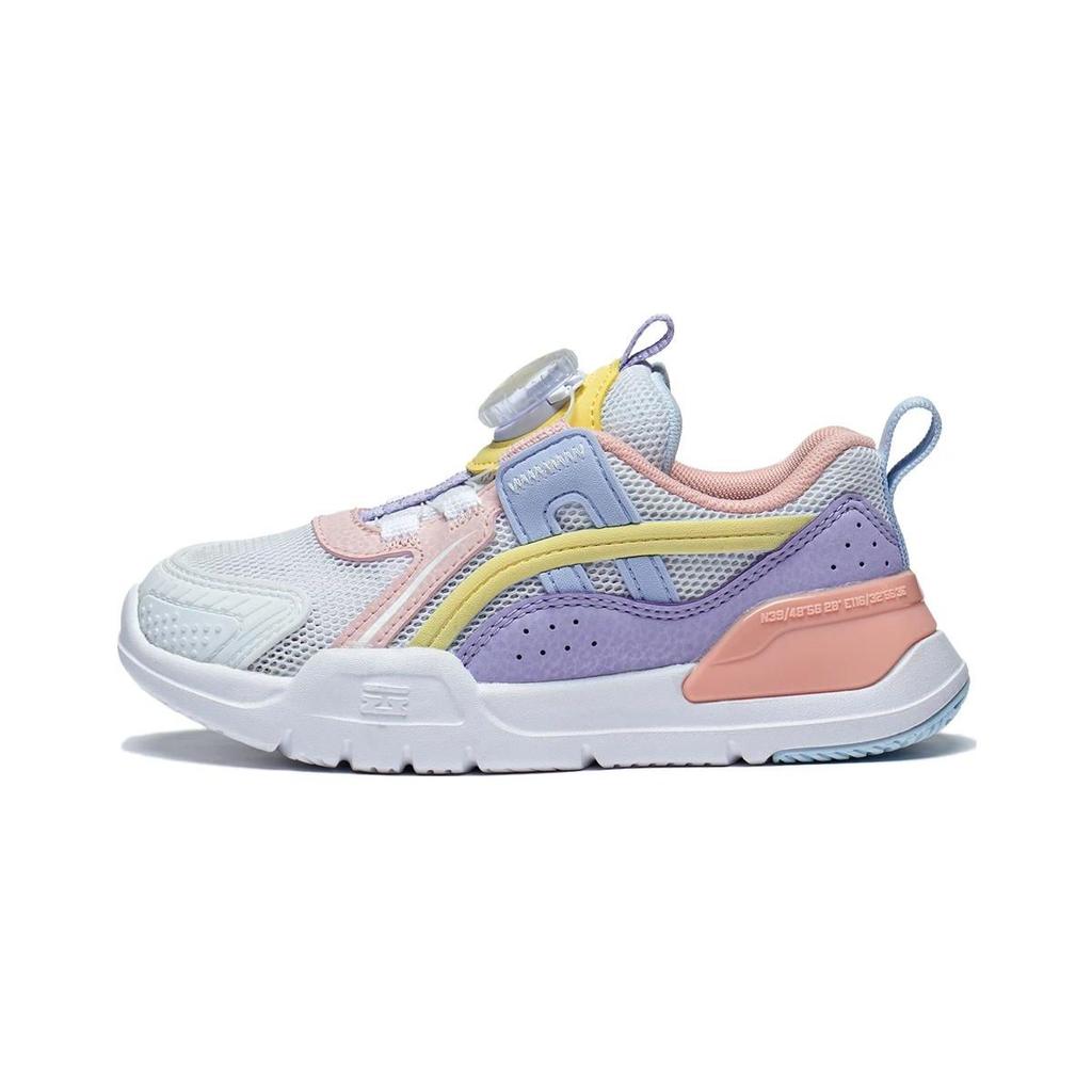Li Ning Kids Cloud Five Shield Comfortable Daily Non-Slip Wear-Resistant Casual Shoes Kids Shoes White Purple Pink YKNT044-2