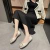 Fashion Slip-on Ladies Footwear Square Toe Pearl Women's Flat Shoes High Quality Fashion 39 with Discount Luxury Brand Quick Delivery