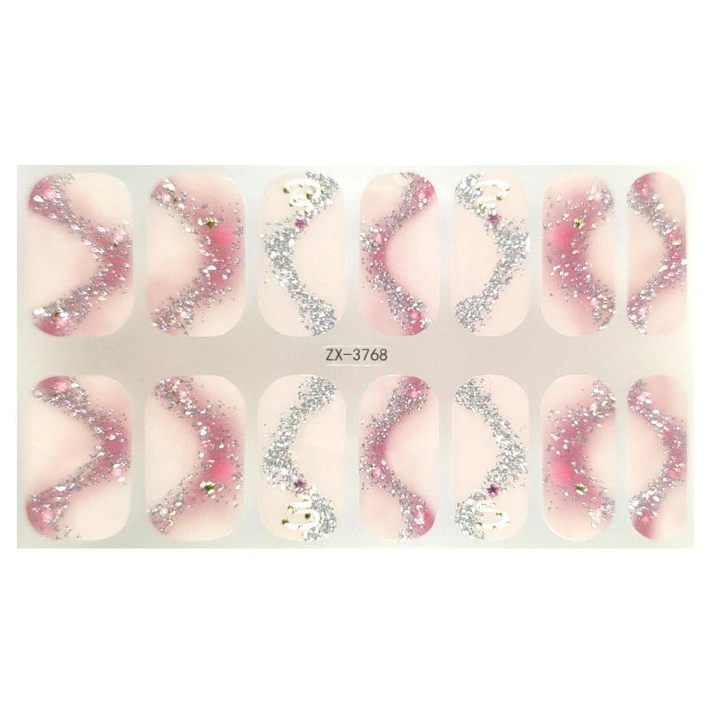 ZX 3D Waterproof No-Cure Gel Nail Wraps, Full Cover Japanese & Korean Style Spring & Summer Nail Stickers, Nail Patch Films