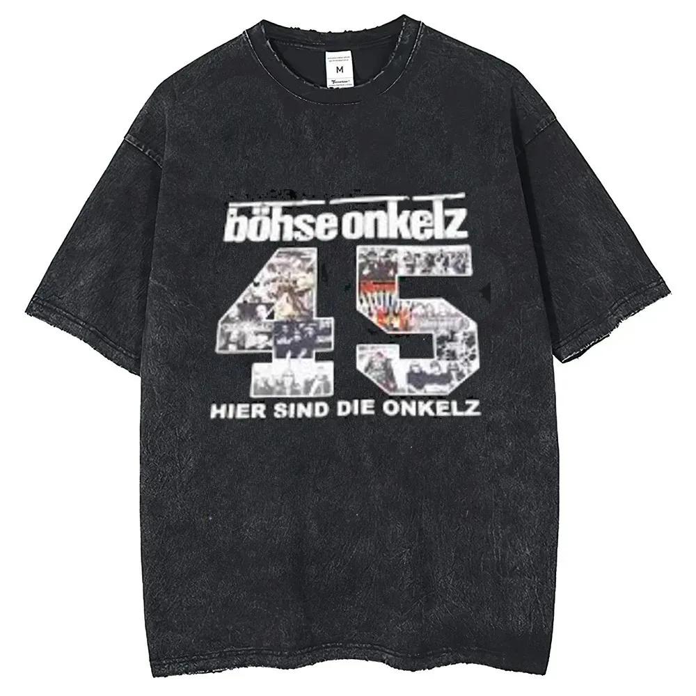 Bohse Onkelz Graphic T-shirt Vintage Washed Oversized T Shirt Men Women Clothing Cotton Short Sleeve Tees6