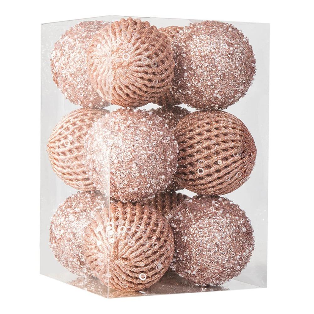 6/12pcs 8/10cm Festive Decorative Ball with Sequins Christmas Tree Hanging Ornaments  Wedding