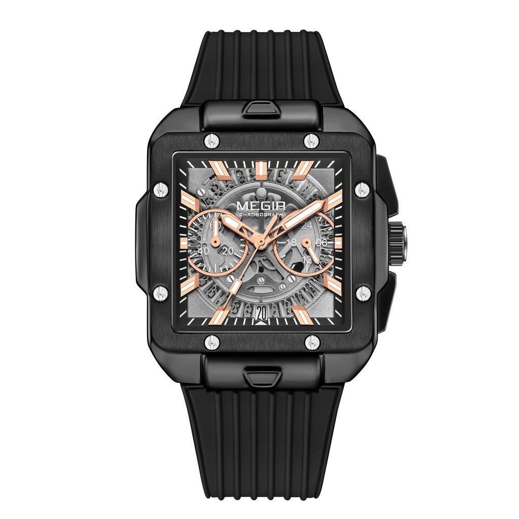 Часы для мужчин Роскошные спортивные кварцевые наручные часы с силиконовым ремешком Светящиеся стрелки Дата Мужской хронограф Часы Reloj Hombr