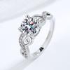 New Moissanite Ring Shining Adjustable Simplicity Exquisite for Women Jewelry Wedding 925 Sterling Silver Plated 18K White Gold