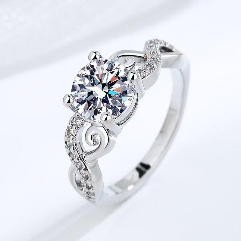 New Moissanite Ring Shining Adjustable Simplicity Exquisite for Women Jewelry Wedding 925 Sterling Silver Plated 18K White Gold