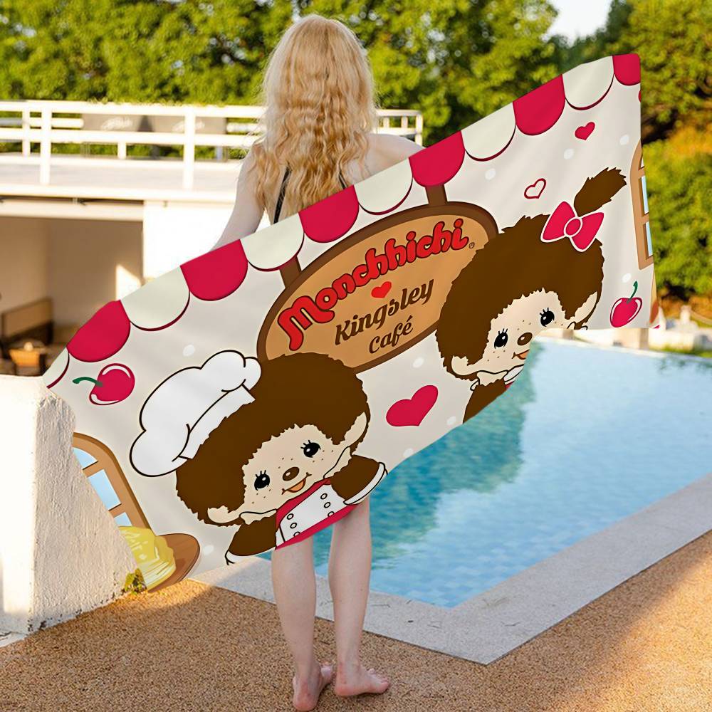 pink Popular Cute M-Monchhichi Beach Towel Colorful Bath Towels For Girl Microfiber Quick Dry Sand Free Beach Yoga Spa