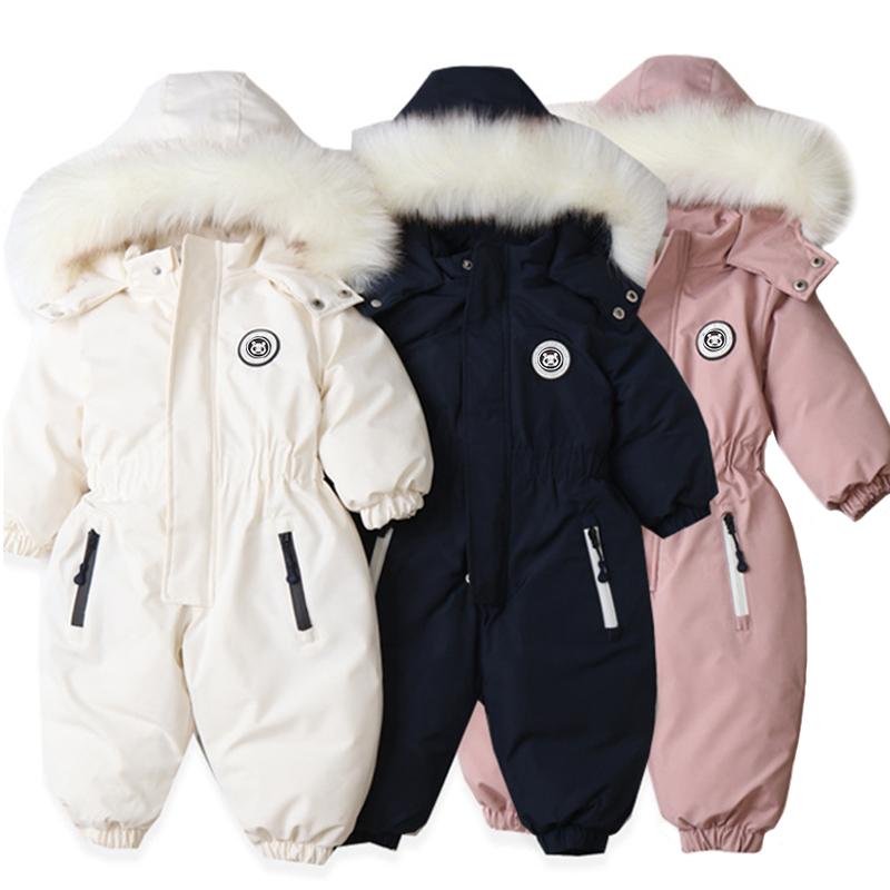 Winter Children Clothing Set Thicken Baby Boys Jumpsuit Plus Velvet Baby Ski Suit Warm Boys Overalls Bodysuit for Girl 1-4 Years