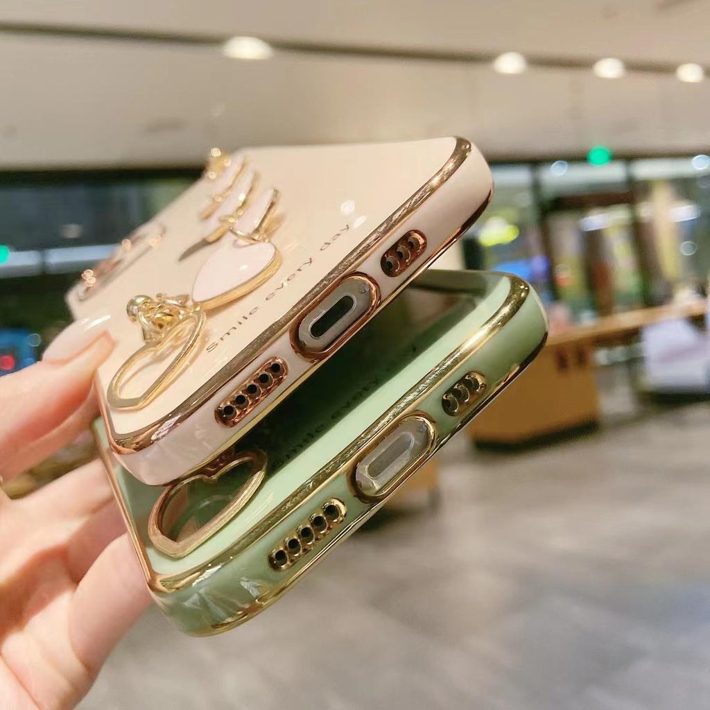 Чехол для телефона с мягким покрытием Love Heart для Iphone 14 13 12 11 Pro Max Xs Max Xr 14 Plus 14pro, противоударный чехол для браслета-цепочки на запястье