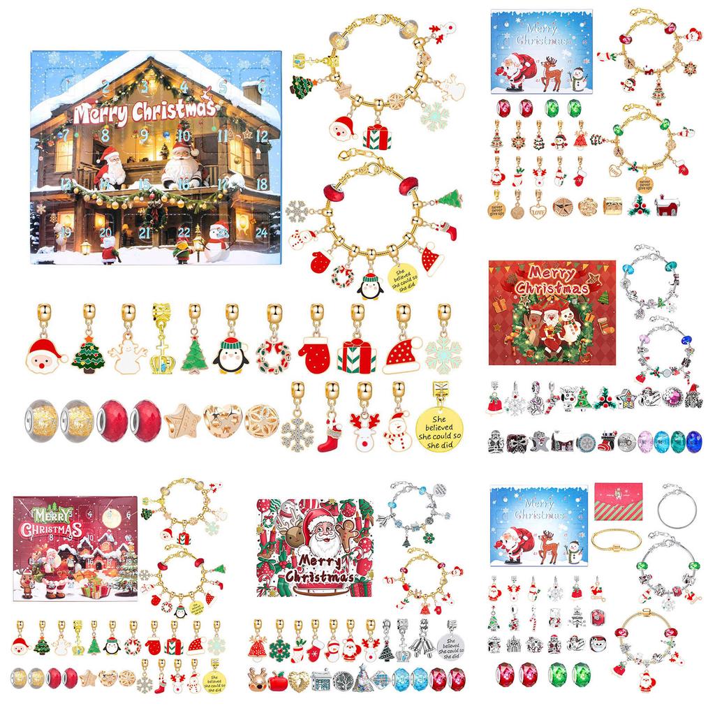 2023 Christmas Advent Calendar Gifts, DIY Bracelet Making Kit For For Child Adult, 24-Days Christmas Countdown Calendar Jewelry Gifts