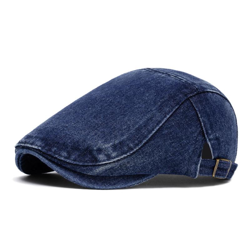 Men Denim Forward Cap Women's Spring Summer Cap Beret British Newsboy Cap