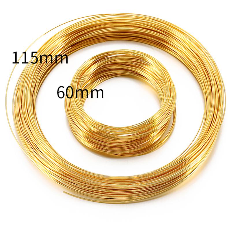 100 Loops Gold Steel Color Memory Wire 60mm Bracelet Bangle Loop 115mm Necklace Collar Hoop for Zircon Making DIY Accessories