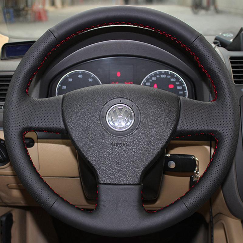 Car Steering Wheel Cover Artificial Leather For Volkswagen Old VW Golf Polo Sagitar 2010 Car Interior Steering-Wheel Cover Wrap
