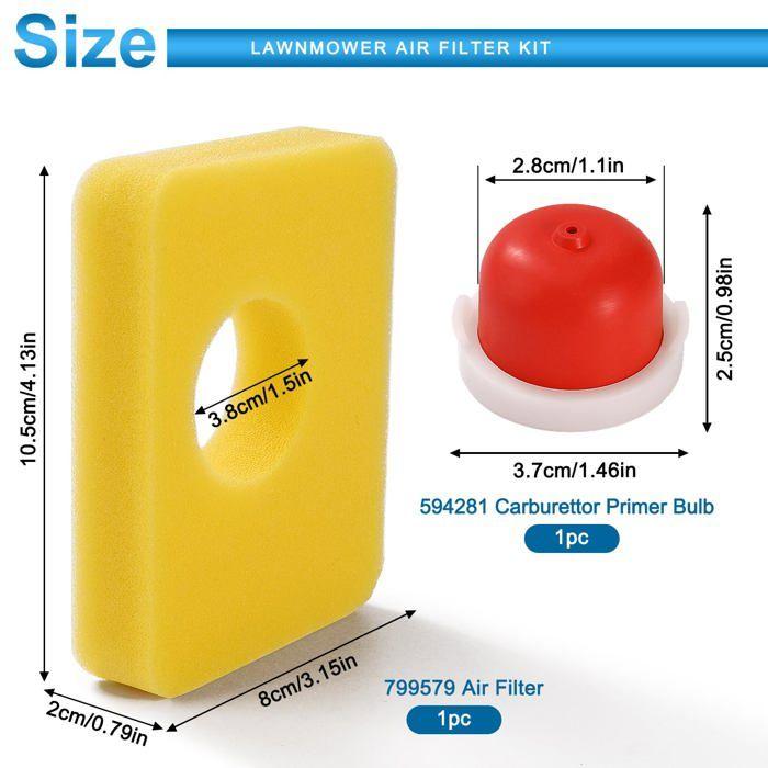 Couvercle de Filtre à Air 595660 et Filtre à Air en Mousse 799579 et 594281 Pompe d'amorçage