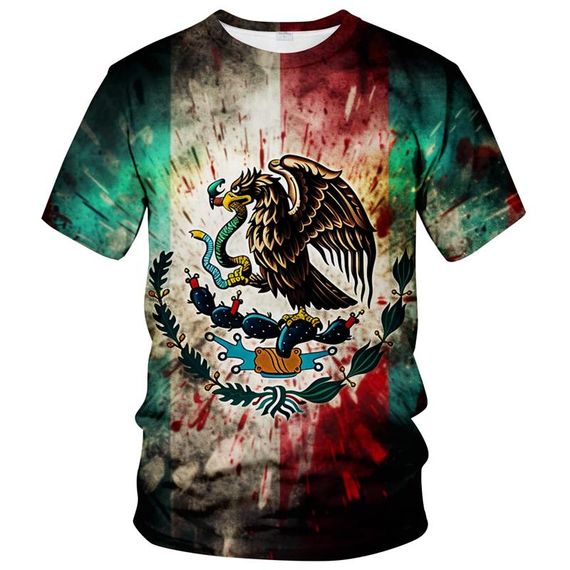 Новые мужские и женские футболки с короткими рукавами, ацтекская мексиканская рубашка с 3D-цифровой печатью, повседневные топы с короткими рукавами, высококачественные футболки