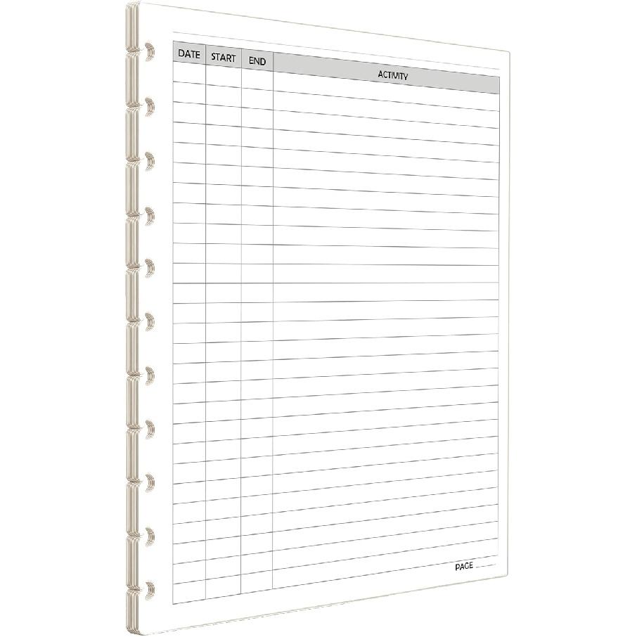 Activity Log Refill Pages fits Discbound Planners, Time Activity Tracker Log Refills, Pre-punched Happy Planner erts (9 Disc Classic)