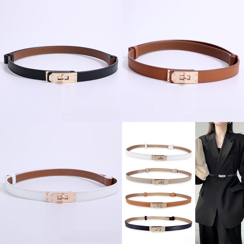 Womens Retro Textured Pu Leather Belt With Alloy Buckle For Dresses And Skirts