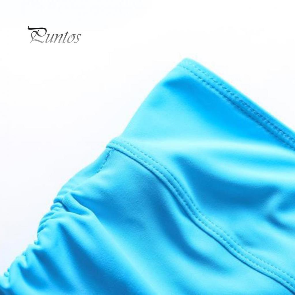 Global Selling Women Solid Color Bikini Bottom Side Pleated Bandage Swim Shorts