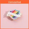 Creative Rainbow Letter Shield Brooch Stylish Metal Pin Unique Colorful Badge For All