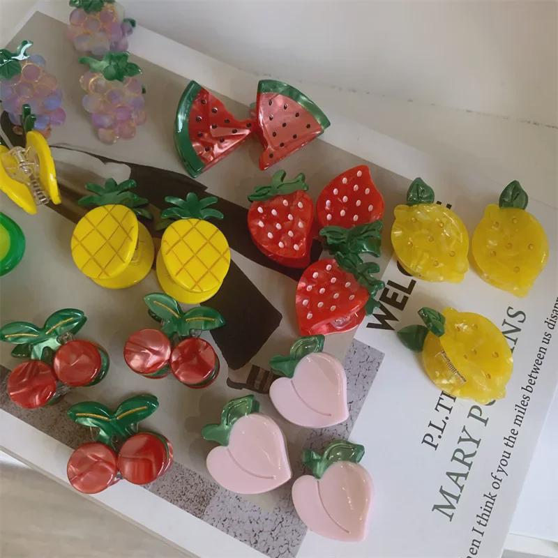 Корейская заколка для волос со свежими фруктами: Дизайн клубники, арбуза, вишни, лимона