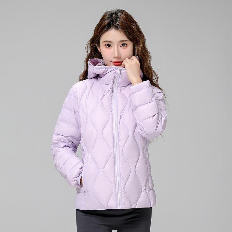 FASHION White Duck Down Premium Foreign Wave Pattern Short Down Jacket Slim Jacket 2025  New Hooded Trendy Clothes