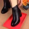 Ботильоны на толстом каблуке для мамы женские осенние новые женские ботинки зимние бархатные теплые хлопковые ботинки толстый каблук нескользящая толстая подошва хлопковая обувь