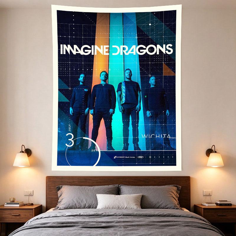 Imagine Dragons Wichita 2018 Concert Poster Band Geometric Space Neon Art