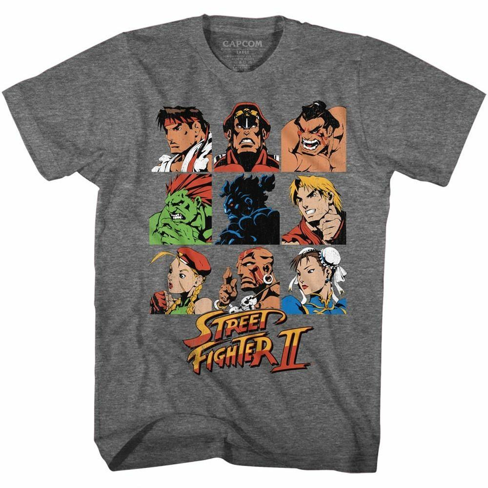 Street Fighter Sf2Shdrcast Графитовый Хизер Взрослая Футболка Унисекс Футболка