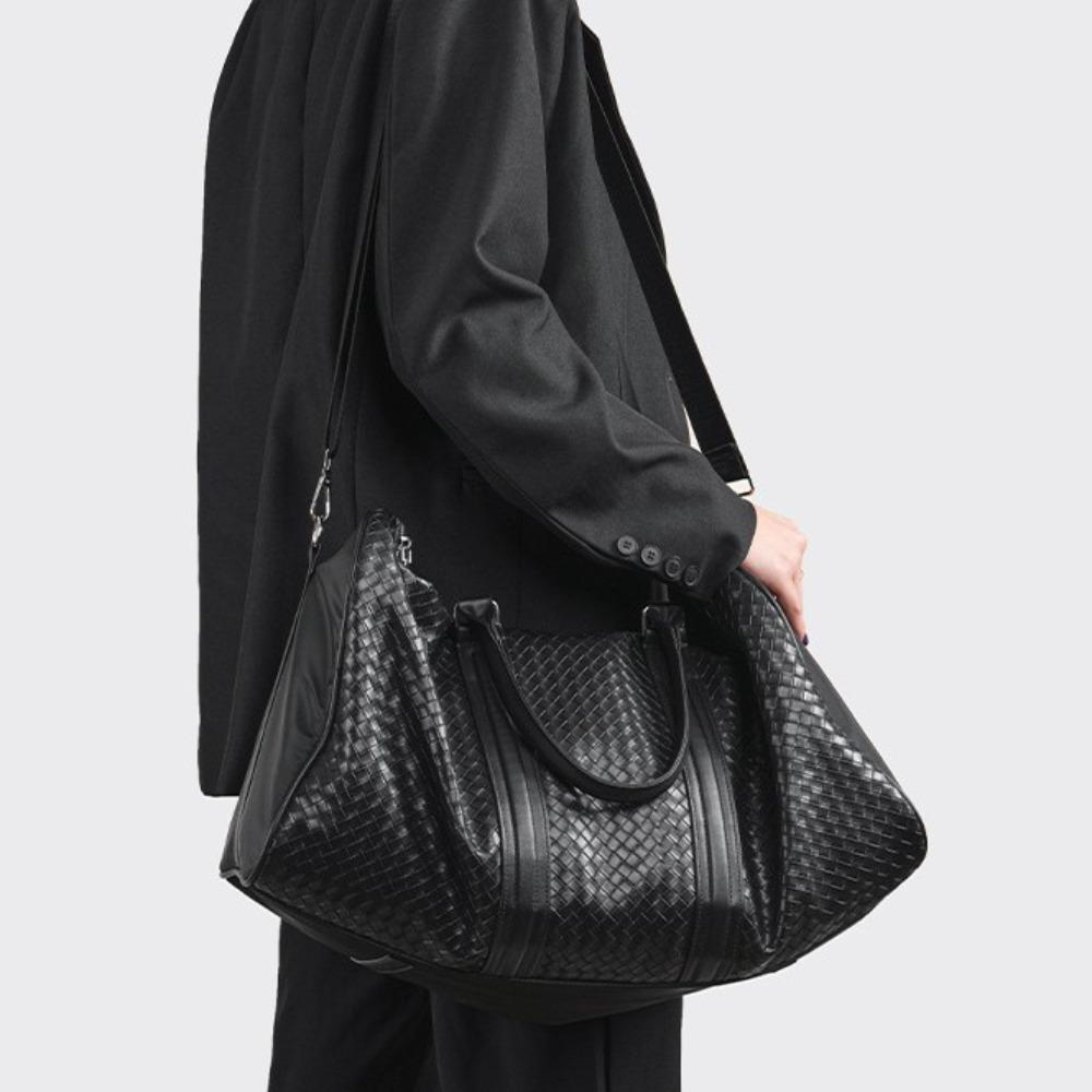 Men's fashion woven sports fitness bag large capacity business travel hand luggage simple solid color travel bag