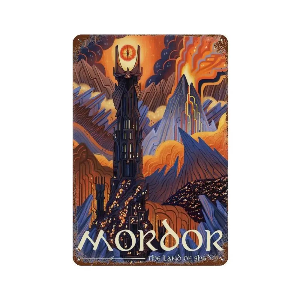 Abstract Ring Art Retro Travel Poster Metal Tin Sign Plaque Vintage Film Mordor Castle Lord Magic Wall Kid Bed Room Home Deco