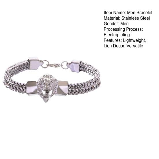 Мужской браслет с декором в виде льва, браслет в стиле хип-хоп, круглый, гладкий, тонкая работа, ювелирное изделие, подарок, наручный аксессуар