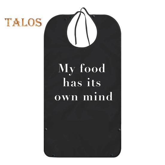 Водонепроницаемые нагрудники для взрослых мужчин с улавливателем крошек со смешным текстом, черные, легко моющиеся, легкие, для защиты одежды во время еды