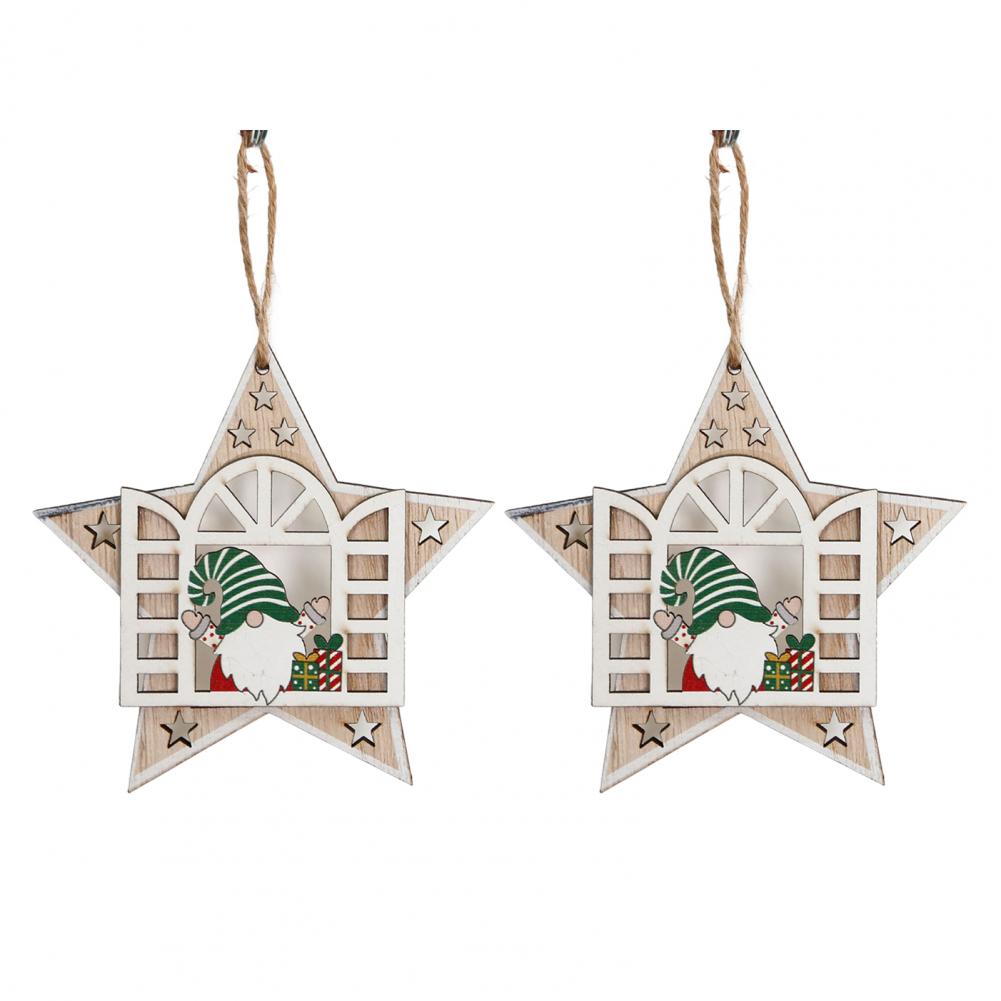 Рождественское подвесное украшение Деревянные рождественские украшения Деревянный набор рождественских украшений для дома и вечеринок Гном Звезда