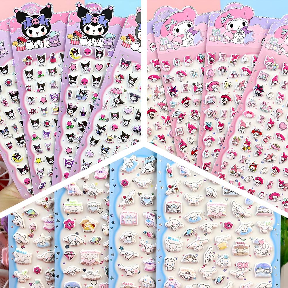 Kawaii Sanrio 3D Puffy Stickers Cute Anime Kuromi My Melody Cinnamoroll Bubble Sticker Decorative Luggage Laptop Decals Toy Gift
