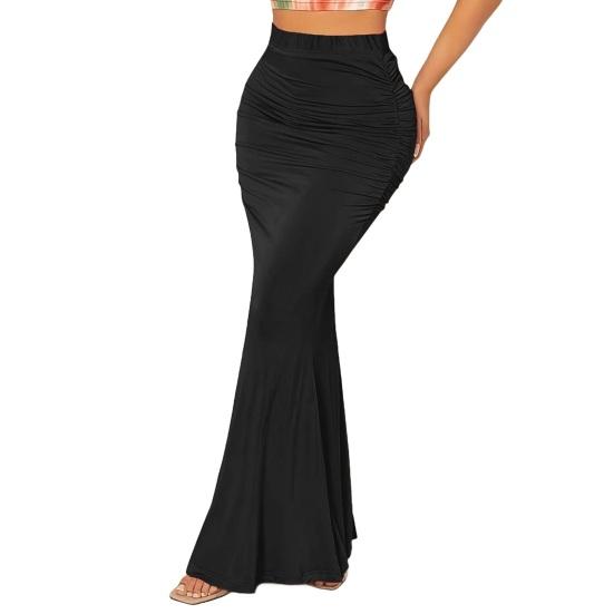 Юбка «рыбий хвост» с высокой талией, присборенная, женская юбка, однотонный дизайн, эффект похудения, длинная юбка, для работы, уличная одежда