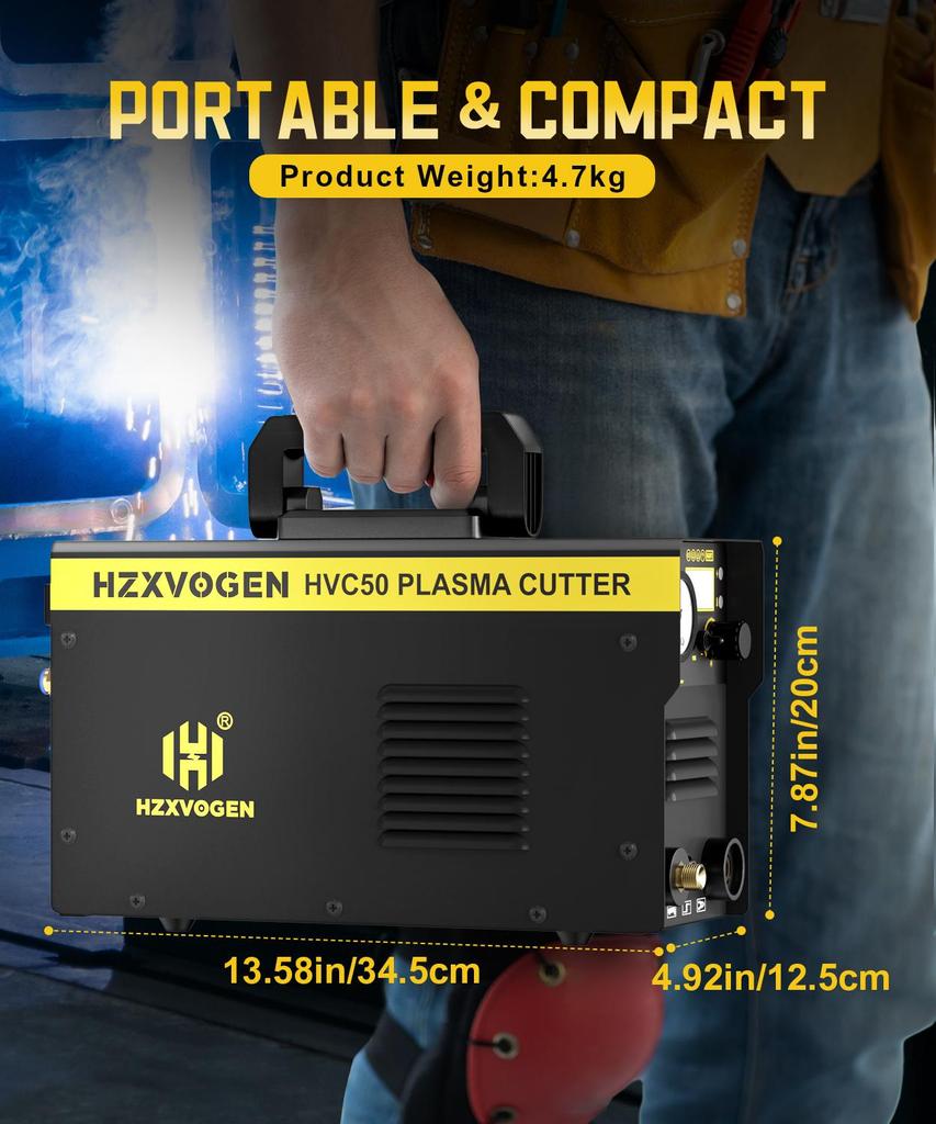 HZXVOGEN IGBT Plasma Cutter Inverter HVC50 220V 50Amp Plasma Cutting Machine Portable High Frequency Contact Arcing Cutter Max Cut 15mm