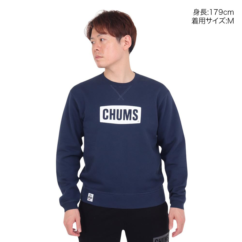 Толстовка с логотипом Crew Top [Chums] мужская темно-синяя×белая
