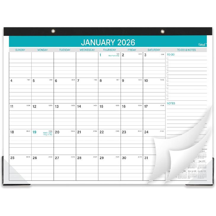 2026 Desk Calendar - 2026 Calendar from January to December 2026, 12 Monthly Calendar 2026 with Ruled Blocks for Planning, 14.6'' x 11.5''