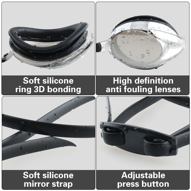 Professional HD Anti-Fog Waterproof Racing Swim Goggles For Adults - Stunning Coating For Clear Vision
