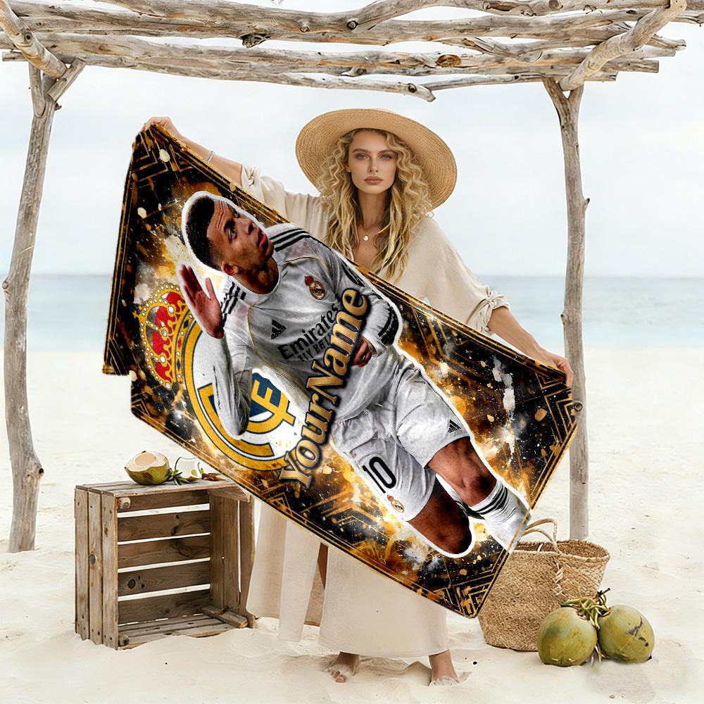 Mbappe Customize Your Name Beach Towel Super Soft Microfiber Quickdry Fabric