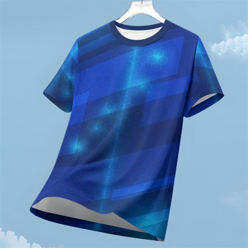 Simple, Fashionable, Colorful Pattern Sports T-shirt, Summer Casual Running 3D Printed Top, Casual Loose and Breathable Short Sleeved Clothing