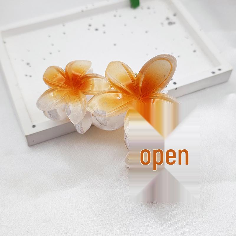 Стильная летняя пластиковая заколка-краб для волос с франжипани