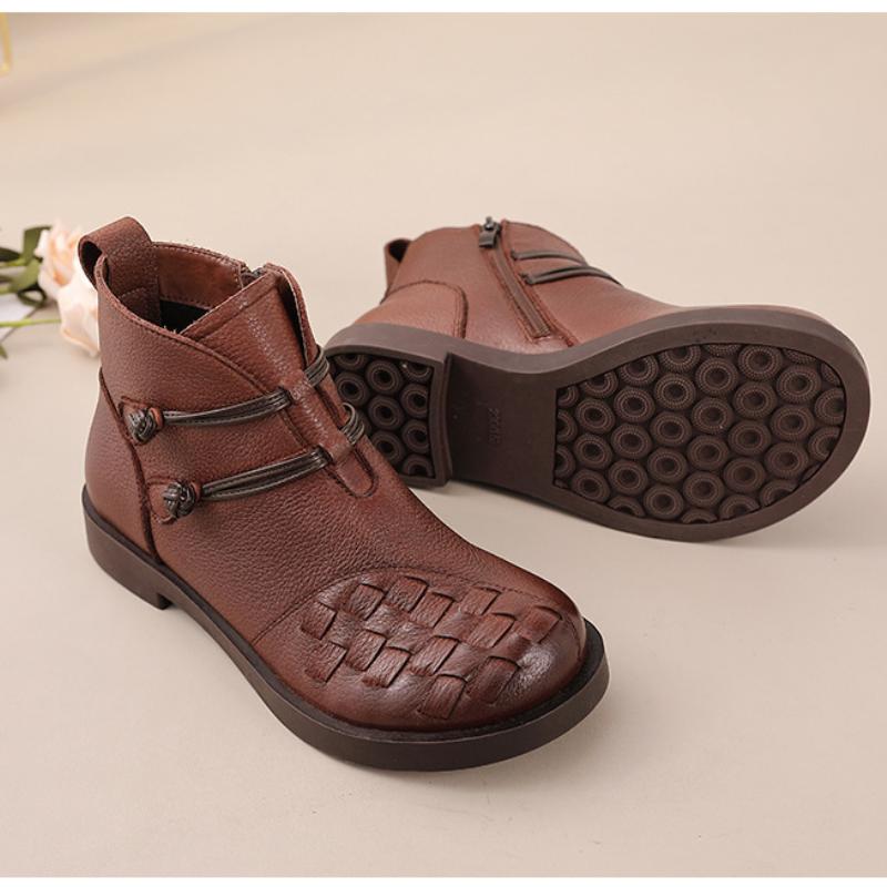 Модные женские ботинки в стиле ретро из натуральной коровьей кожи, ботильоны ручной работы из плетения, роскошные дизайнерские брендовые ботинки осень-зима для женщин Botas Mujer