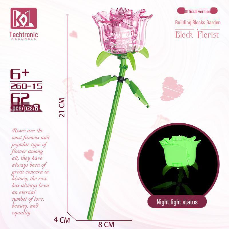 Valentine's Day Eternal Rose Bouquet: Compatible with Lego China Building Blocks, Flower Plant Potted Children's Toy